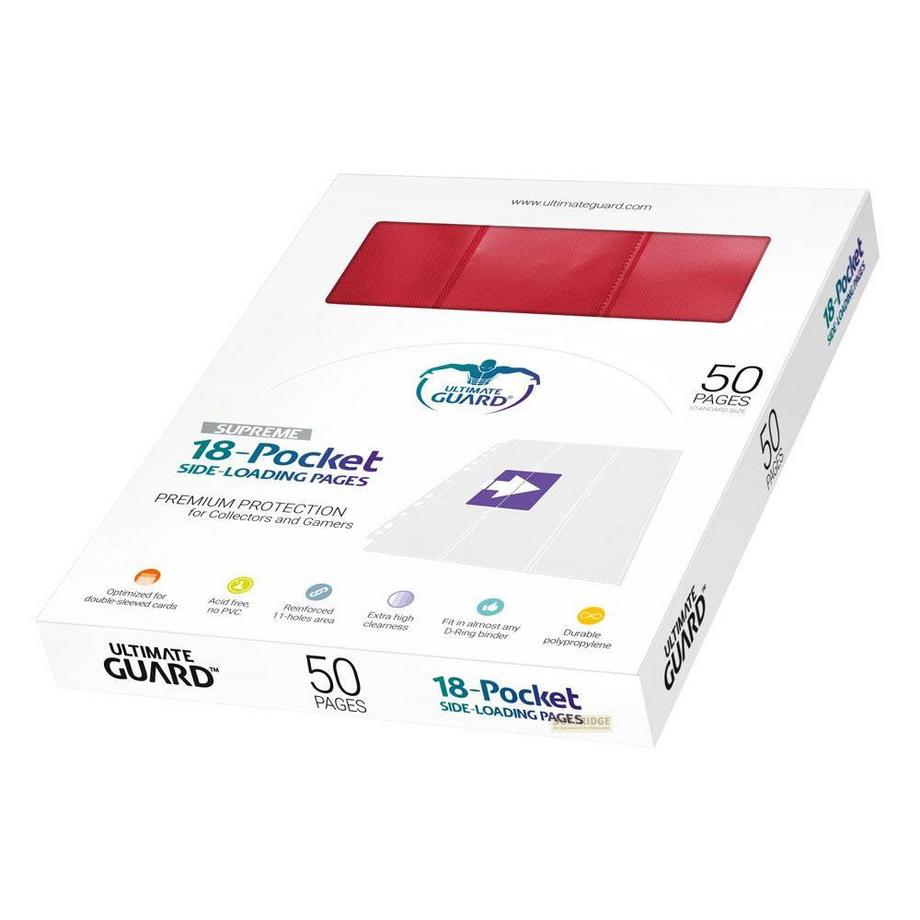Ultimate Guard  Ultimate Guard 18-Pocket Pages Side-Loading (50) - Red 