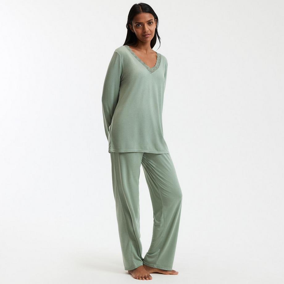 Pyjama mit langen Ärmeln aus Viskose-Jersey