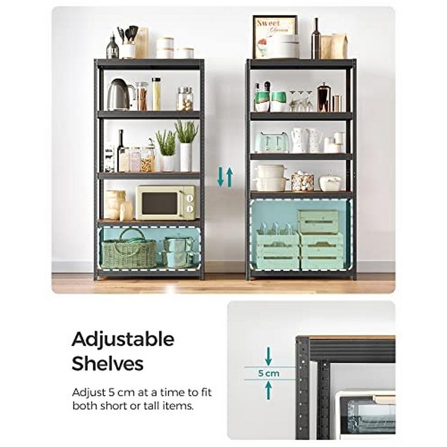 Pricenet  Étagère robuste avec étagères réglables en bois rustique 