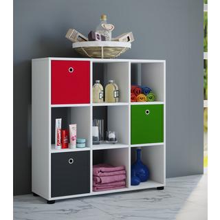 VCM Holz Badregal | Badschrank | Maße: H. 93 x B. 90 x T. 30 cm | Raumteiler - Benos-3x3 Fach  