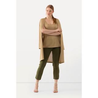 Ulla Popken  Pantaloni con nervature, taglio della gamba aderente, spacchetto e cintura elastica 