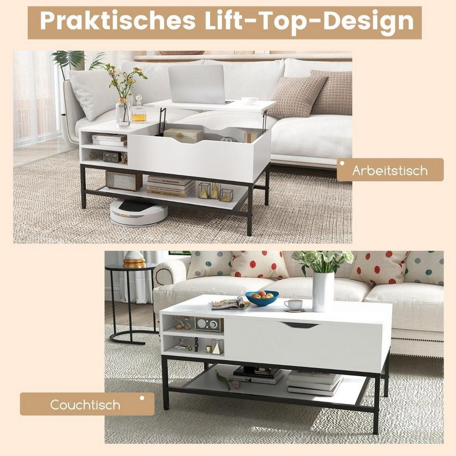 Northix Tavolino da caffè con piano sollevabile e contenitore  