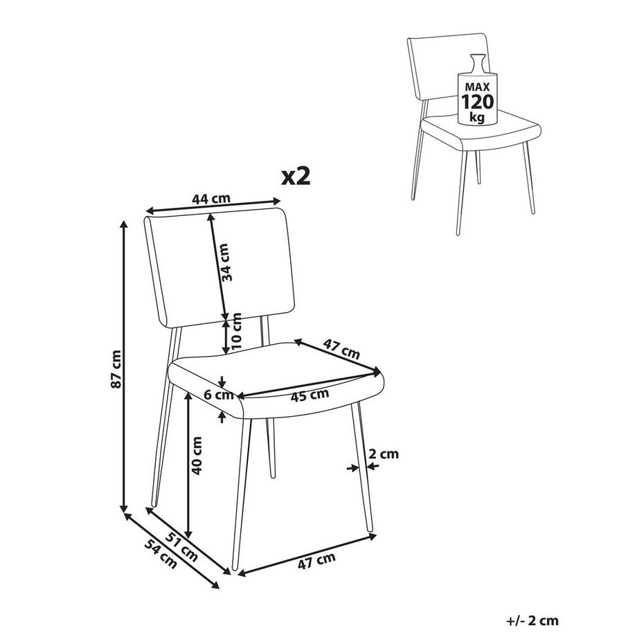 Beliani Esszimmerstuhl 2er Set aus Cord Retro STURGIS  