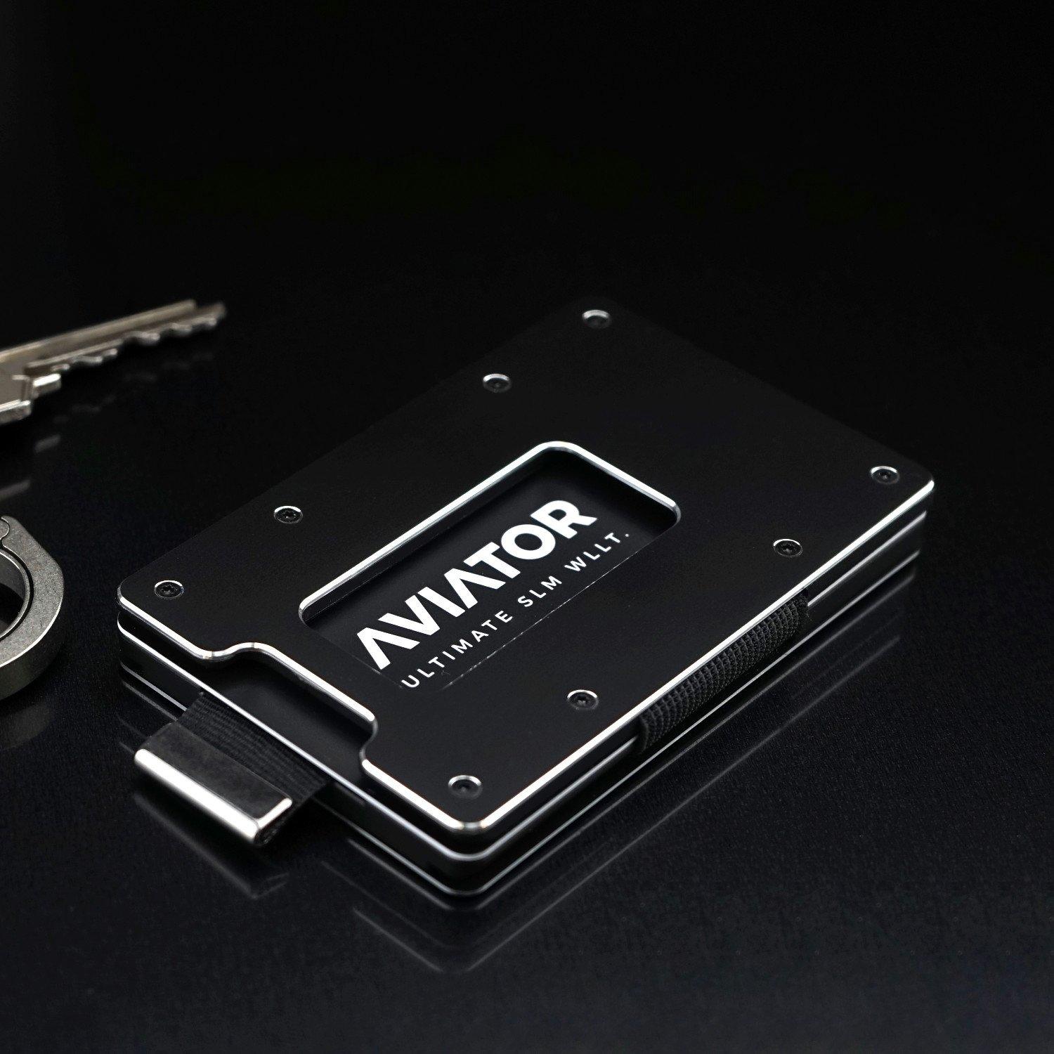 AVIATOR Smart Wallet Slide Obsidian mit AirTag Cash Clip  