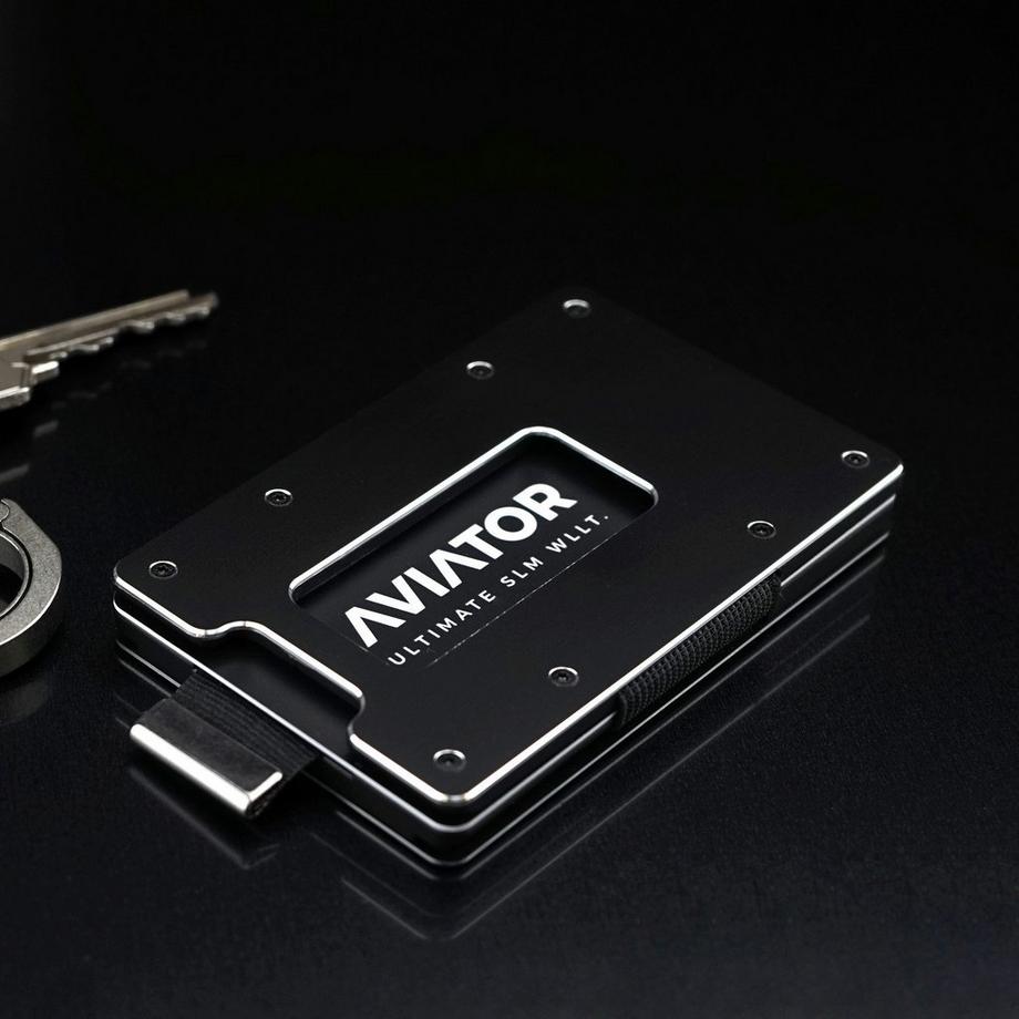 AVIATOR Smart Wallet Slide Obsidian mit AirTag Cash Clip  