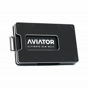 Aviator Wallet slide, Obsidian noir, avec AirTag Cash Clip