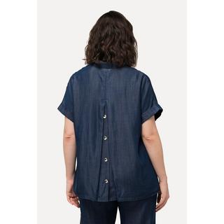 Ulla Popken  Blusa di lyocell dal taglio oversize con collo da camicia e mezze maniche 