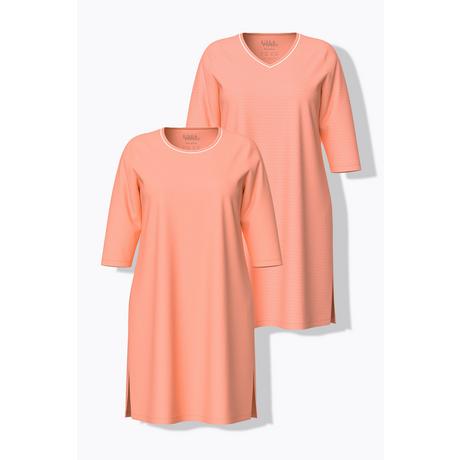 Ulla Popken  Bigshirts, 2er-Pack, Rundhals/ V-Ausschnitt, 3/4-Arm 