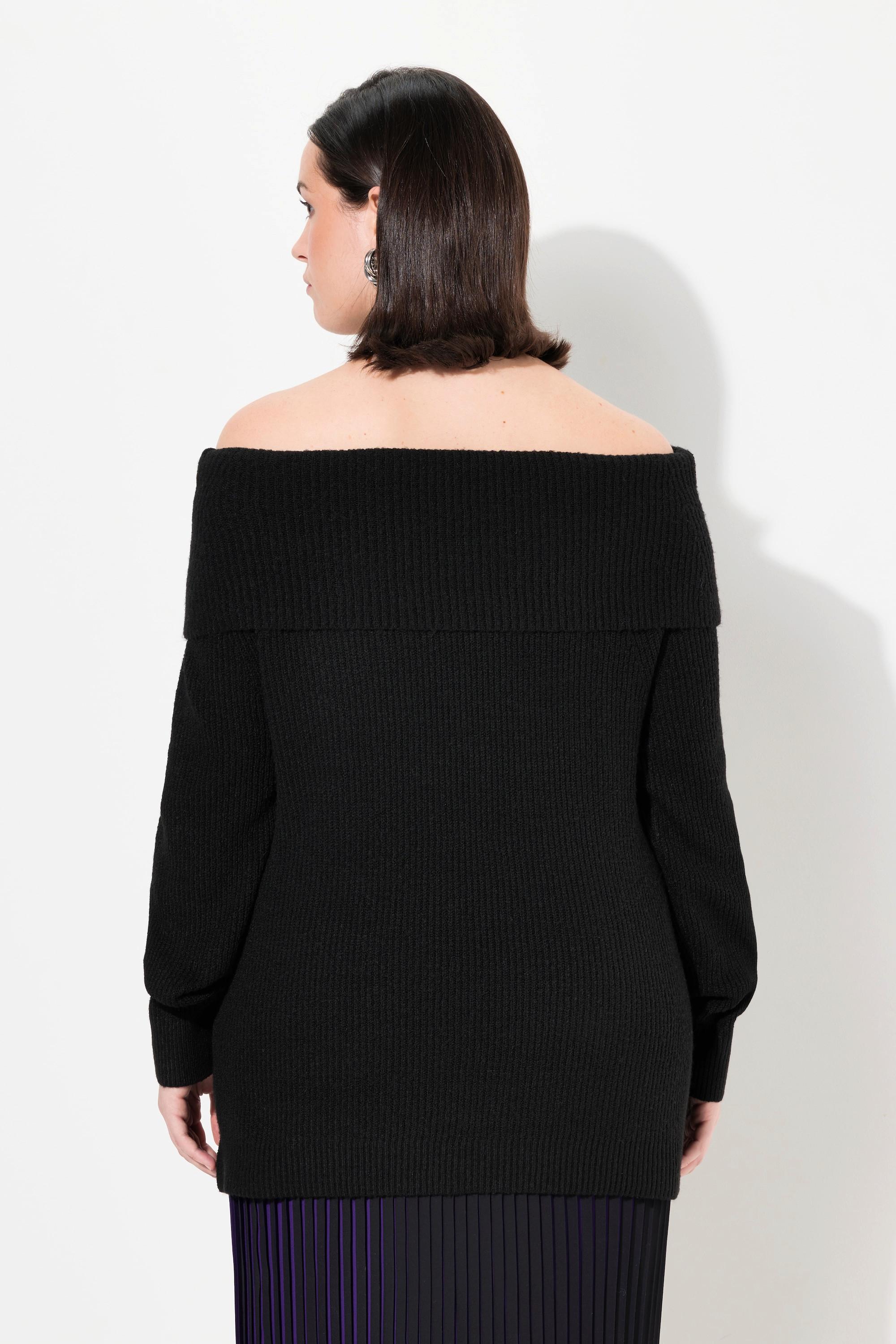 Ulla Popken Pullover Apertura sulle Spalle Maniche Lunghe Maglia Fine  