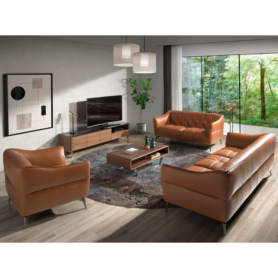 ANGEL CERDA Rechteckiger Couchtisch Nussbaum und verchromter Stahl  