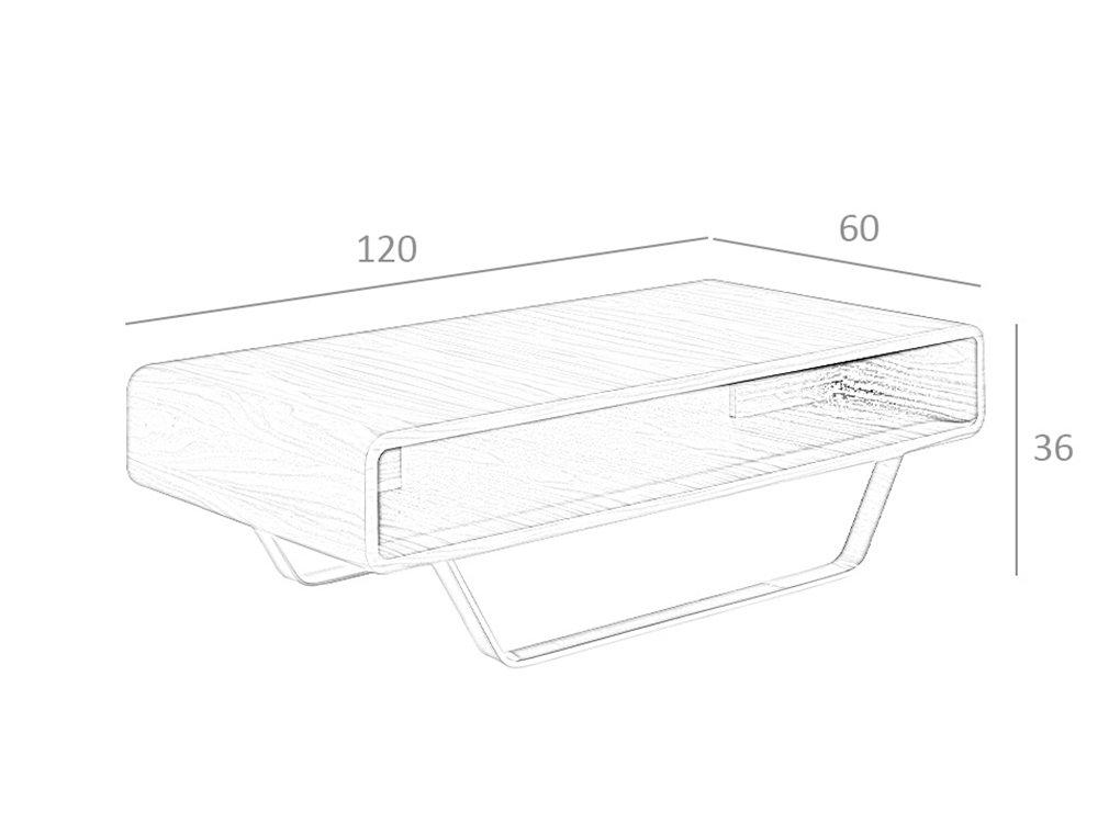 ANGEL CERDA Table basse rectangulaire en noyer et acier chromé  