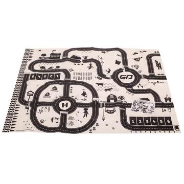 Tapis d'éveil city street + panneaux routiers imperméable crème 130x100cm