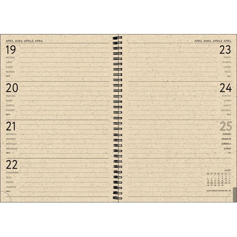 Simplex agenda hebdomadaire  papier de chanvre 2027 Flower  
