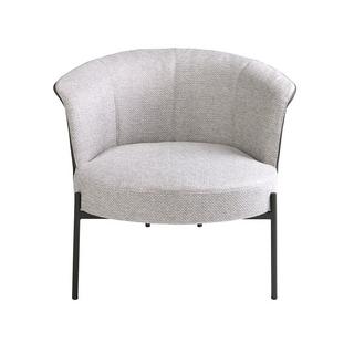 ANGEL CERDA Fauteuil en tissu gris et simili cuir gris foncé  