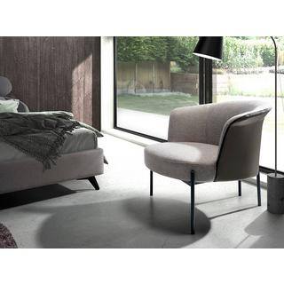 ANGEL CERDA Fauteuil en tissu gris et simili cuir gris foncé  