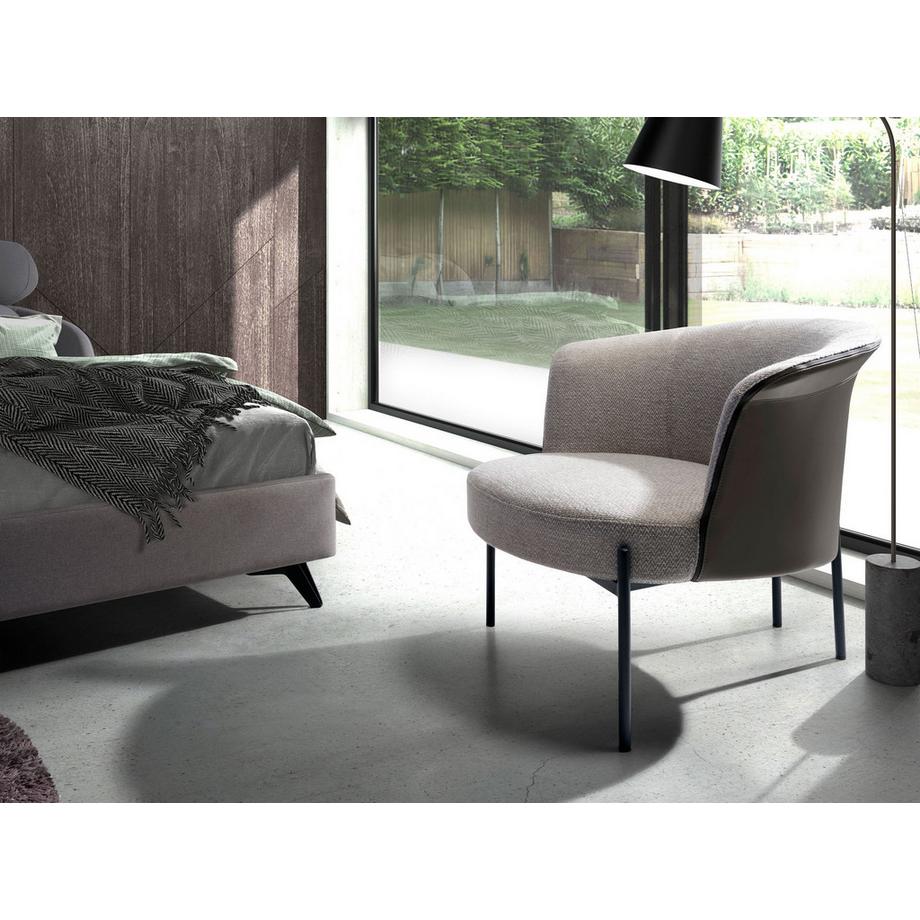 ANGEL CERDA Poltrona in tessuto grigio e similpelle grigio scuro  