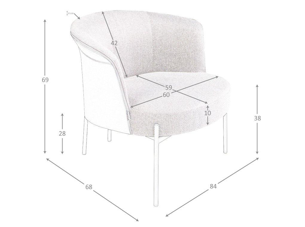 ANGEL CERDA Fauteuil en tissu gris et simili cuir gris foncé  