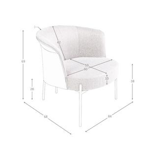 ANGEL CERDA Fauteuil en tissu gris et simili cuir gris foncé  