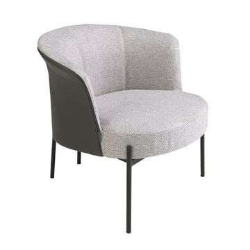 Fauteuil en tissu gris et similicuir gris foncé