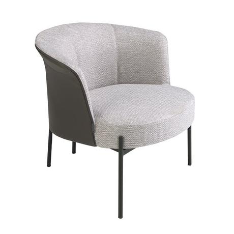 ANGEL CERDA Fauteuil en tissu gris et simili cuir gris foncé  