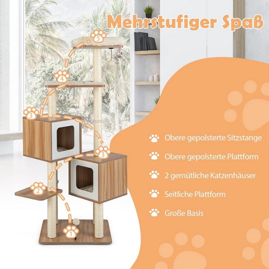 Northix  Arbre à chat avec poteaux en sisal 