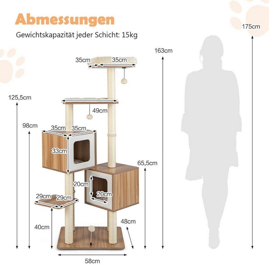 Northix  Arbre à chat avec poteaux en sisal 