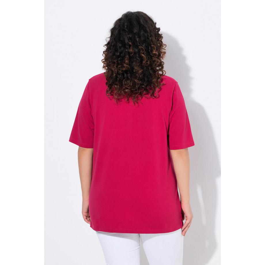 Ulla Popken Polo Piqué Patte de Boutonnage Velours Manches Courtes  