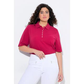 Ulla Popken Piqué Poloshirt Samt-Knopfleiste Halbarm  