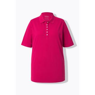 Ulla Popken Piqué Poloshirt Samt-Knopfleiste Halbarm  