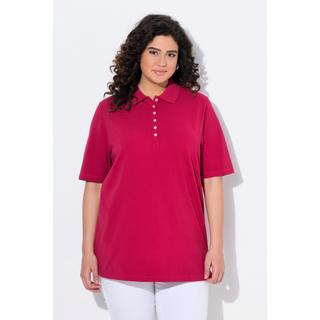 Ulla Popken Piqué Poloshirt Samt-Knopfleiste Halbarm  