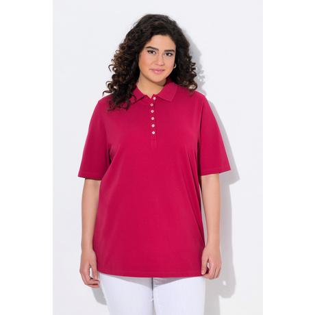 Ulla Popken Piqué Poloshirt Samt-Knopfleiste Halbarm  