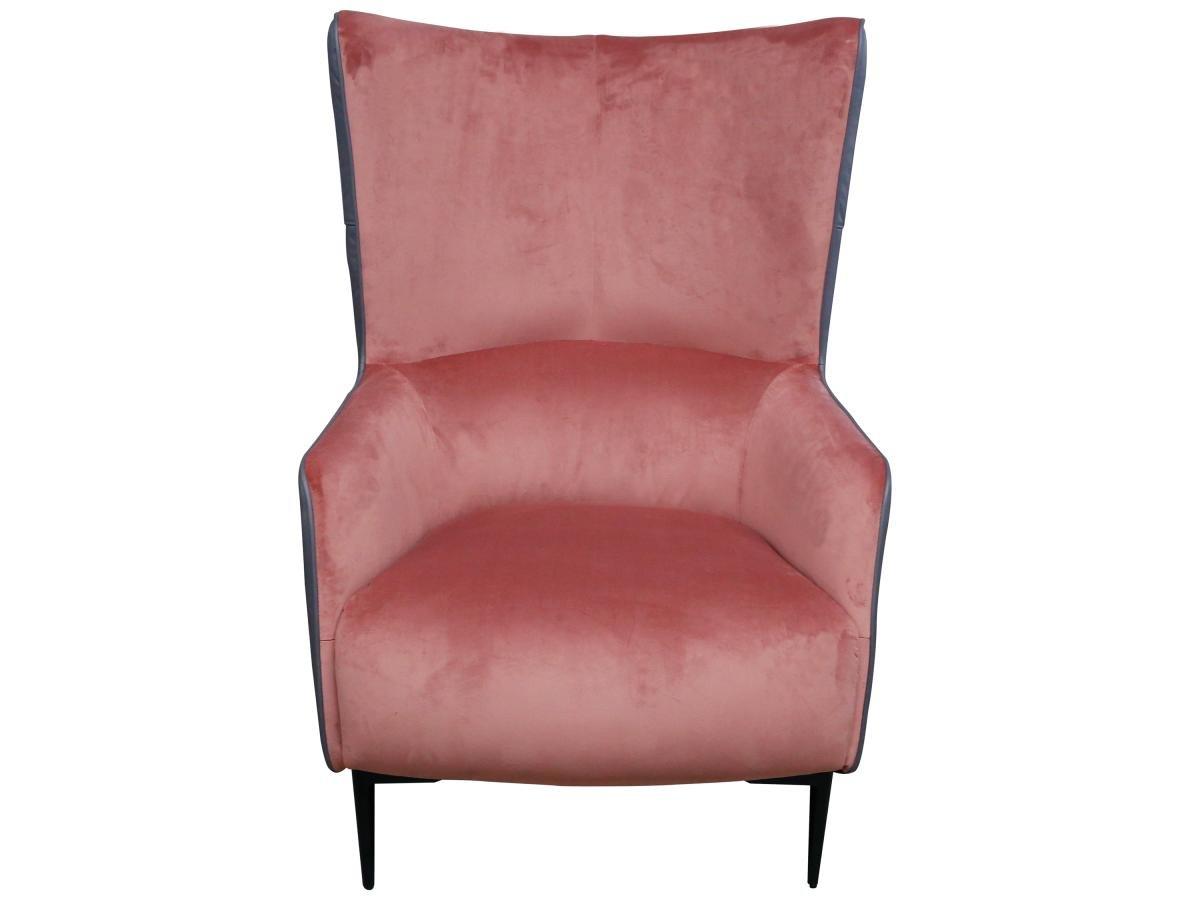 Vente-unique Fauteuil en velours rose et structure anthracite MENDOCINO  