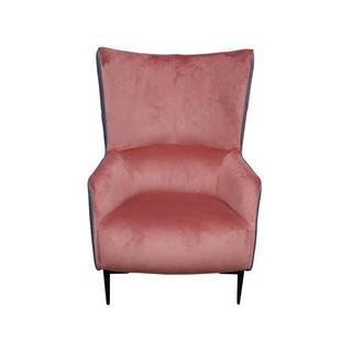 Vente-unique Fauteuil en velours rose et structure anthracite MENDOCINO  