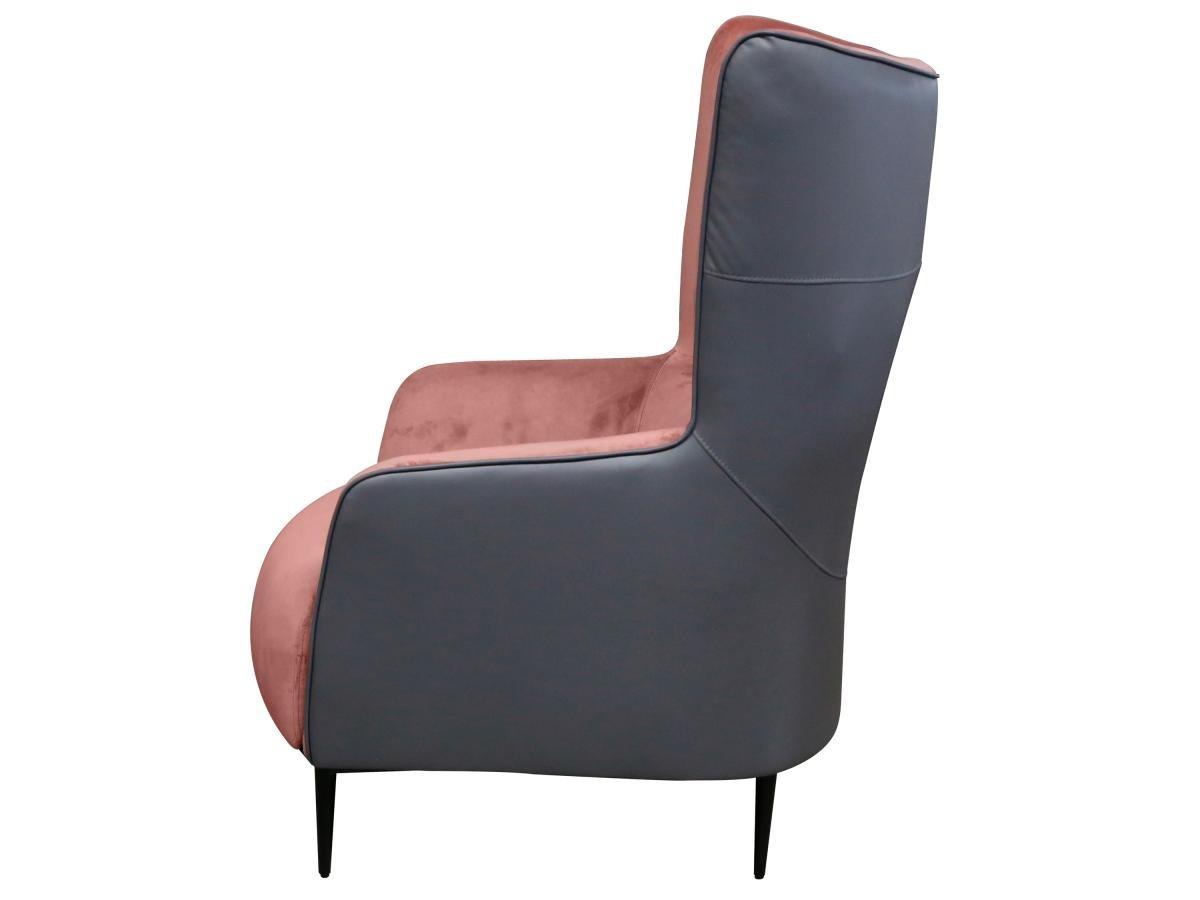 Vente-unique Fauteuil en velours rose et structure anthracite MENDOCINO  