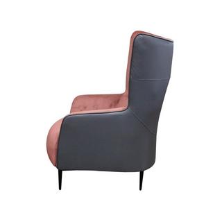 Vente-unique Fauteuil en velours rose et structure anthracite MENDOCINO  