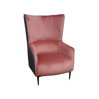 Vente-unique Fauteuil en velours rose et structure anthracite MENDOCINO  