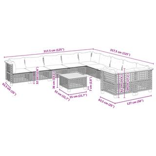 VidaXL Ensemble de canapés de jardin rotin synthétique  