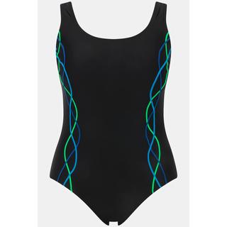 Ulla Popken  Maillot de bain doublé, bande sous la poitrine, passepoils 