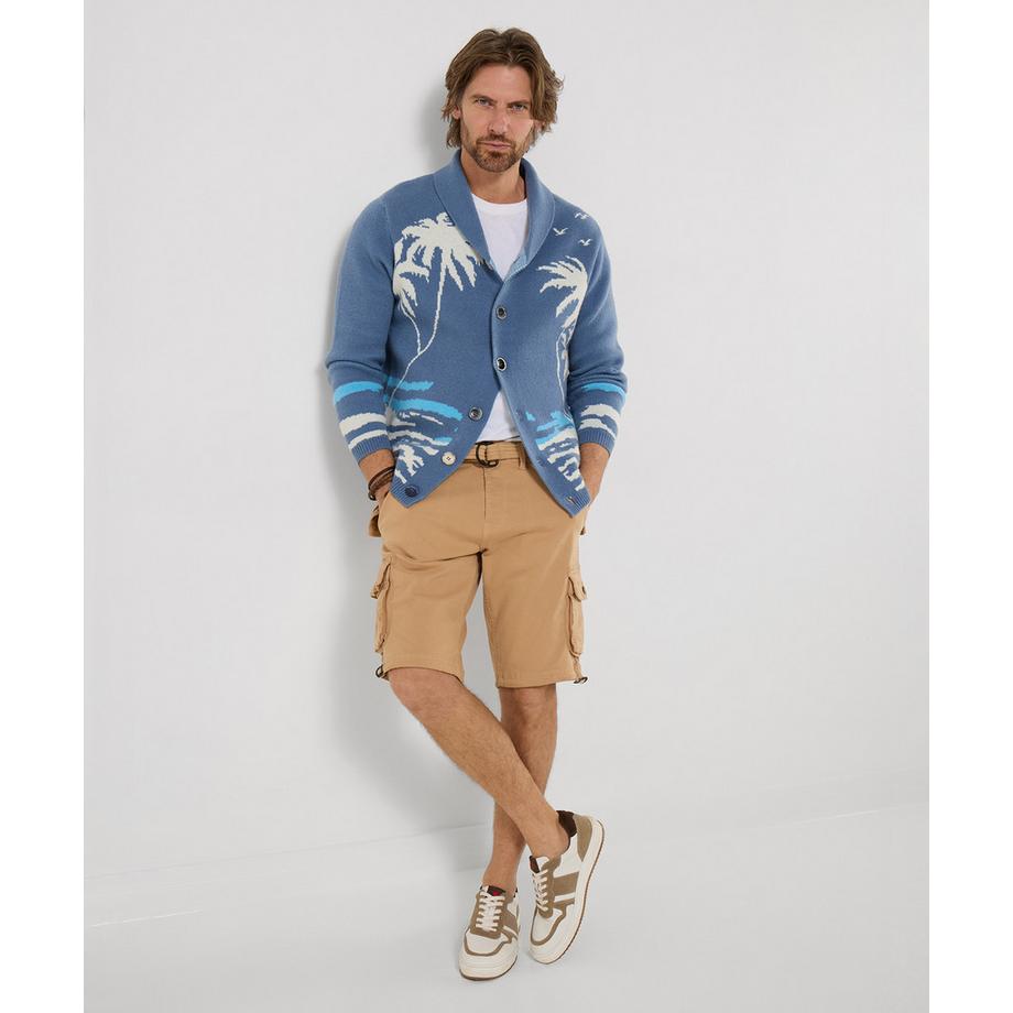 Joe Browns Strickjacke mit Schalkragen und Palmenmotiv  