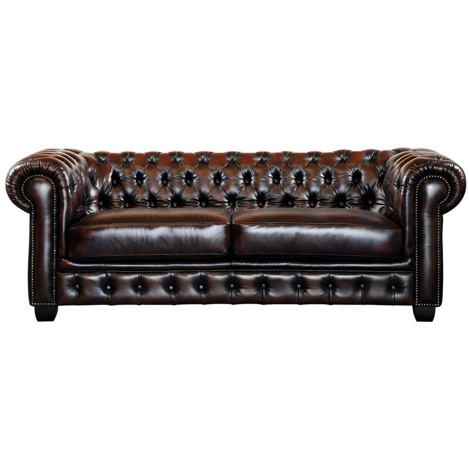 LINEA SOFA Chesterfield Garnitur 3+2 Büffelleder BRENTON  