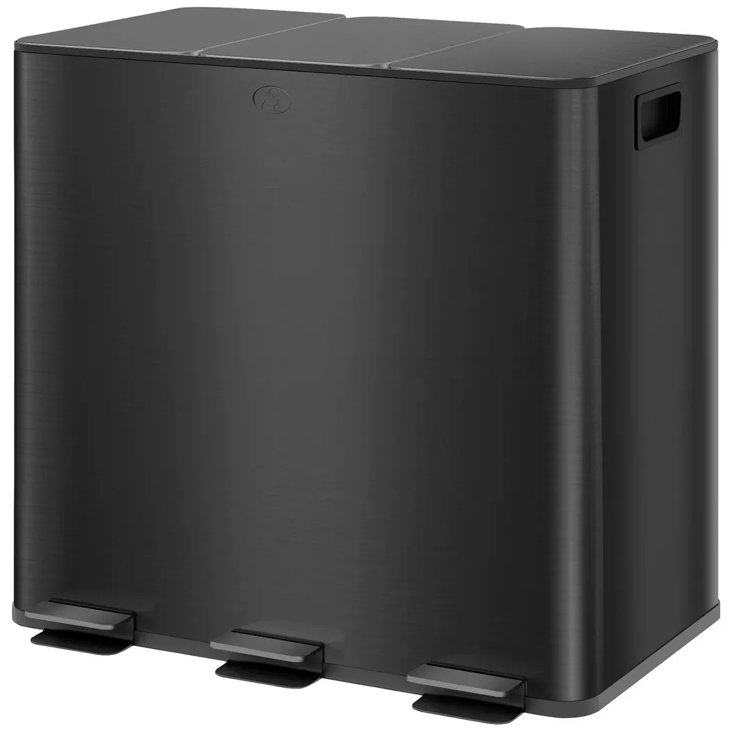 Northio - Mülleimer 3 x 15L Treteimer mit Deckel und Fußpedal, Edelstahl Abfalleimer mit Inneneimer für Wohnzimmer & Büro 61,9 x 36,6 x 43,2 cm, 61.5cm