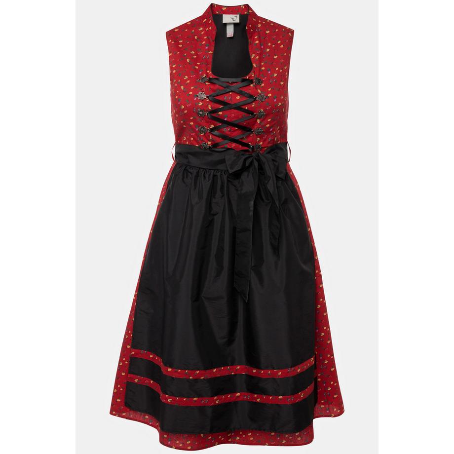 Ulla Popken Dirndl Allacciatura Collo Alto Scollo a V Senza Maniche  