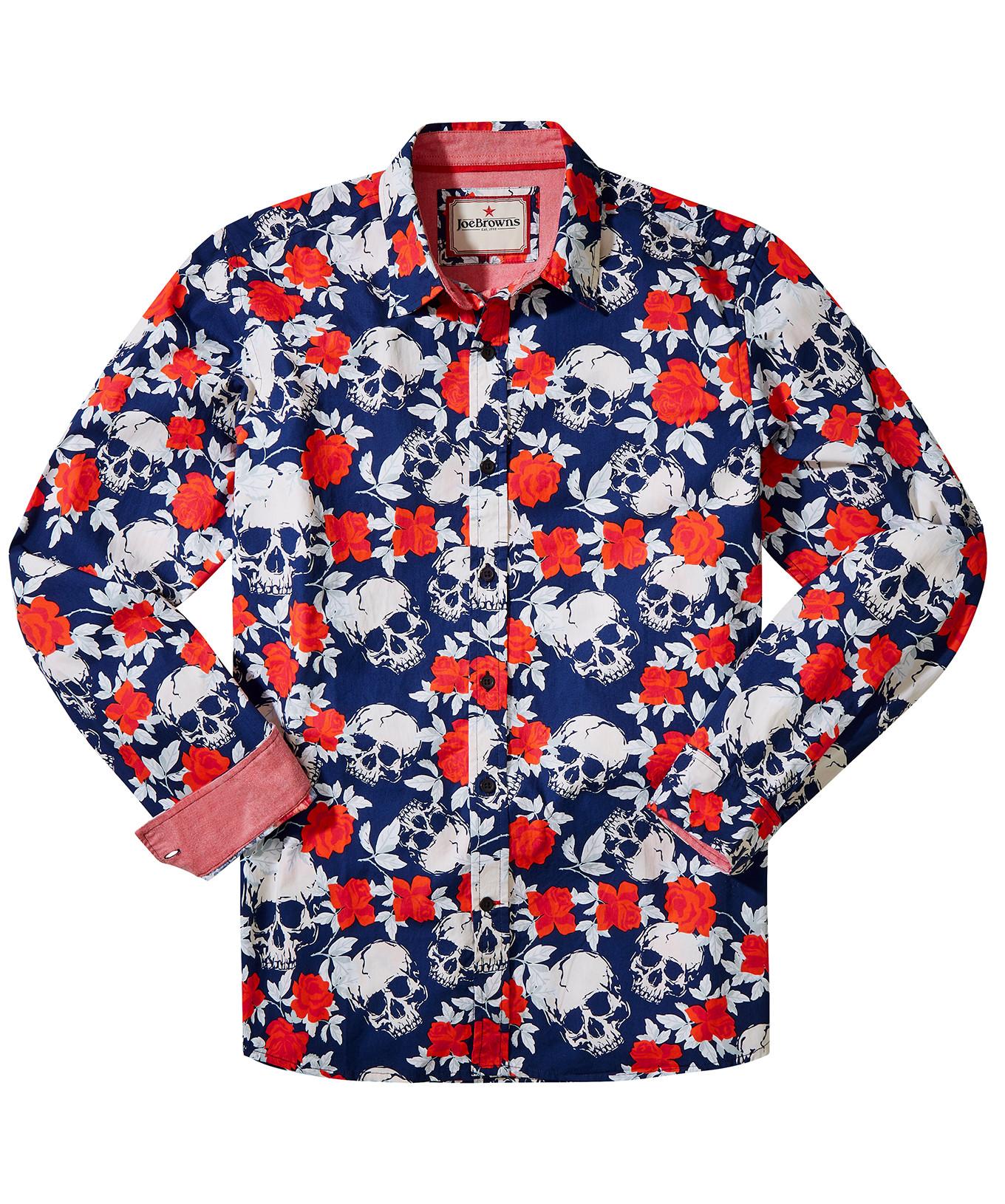 Joe Browns Camicia Maniche Lunghe Stampa Teschio Rosa  