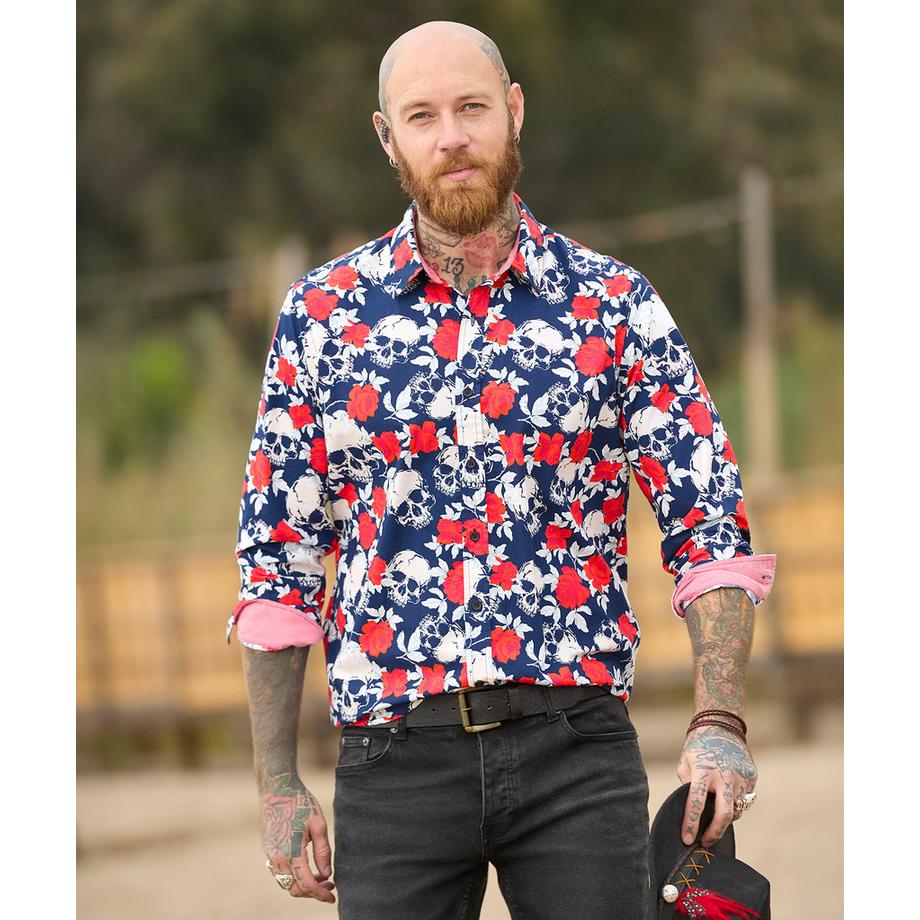 Joe Browns Chemise Manches Longues Imprimé Crâne Rose  