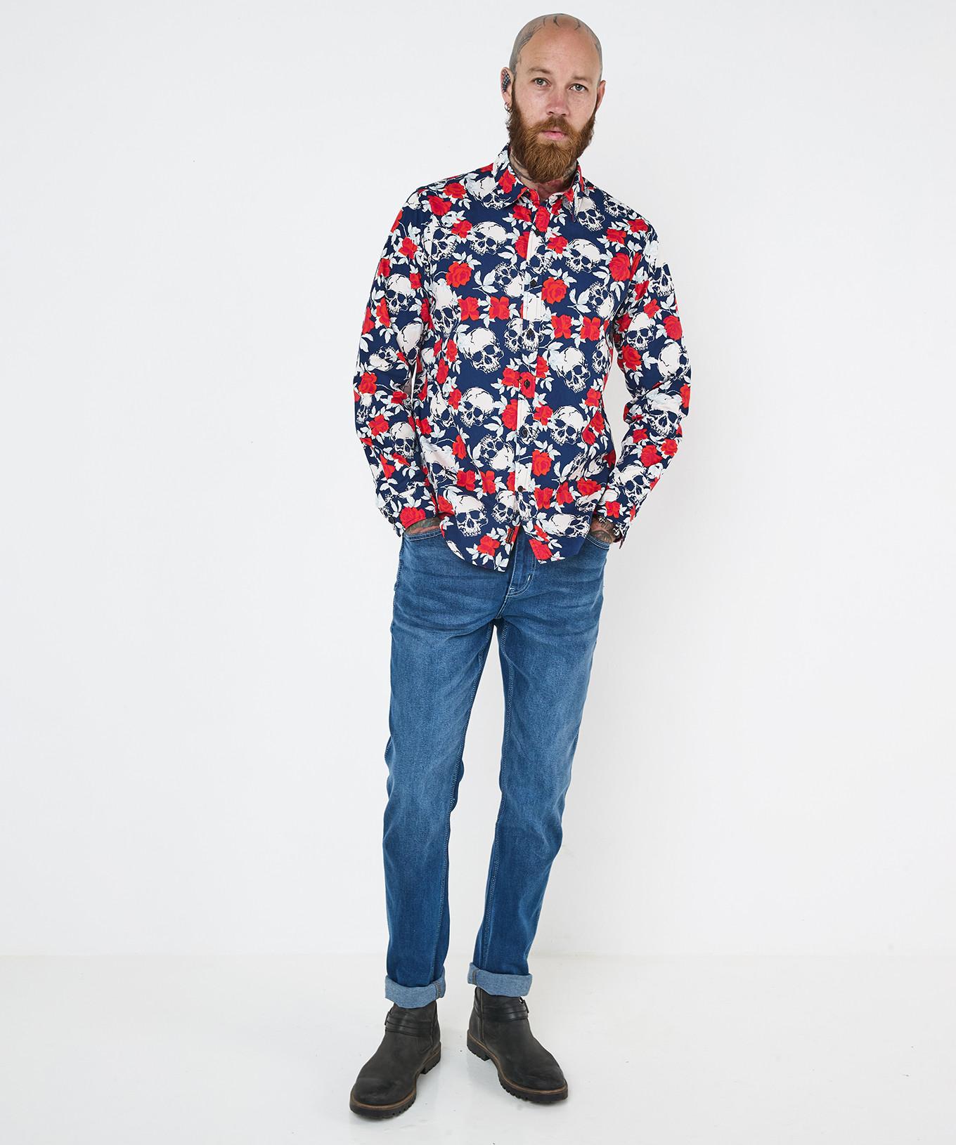 Joe Browns Camicia Maniche Lunghe Stampa Teschio Rosa  