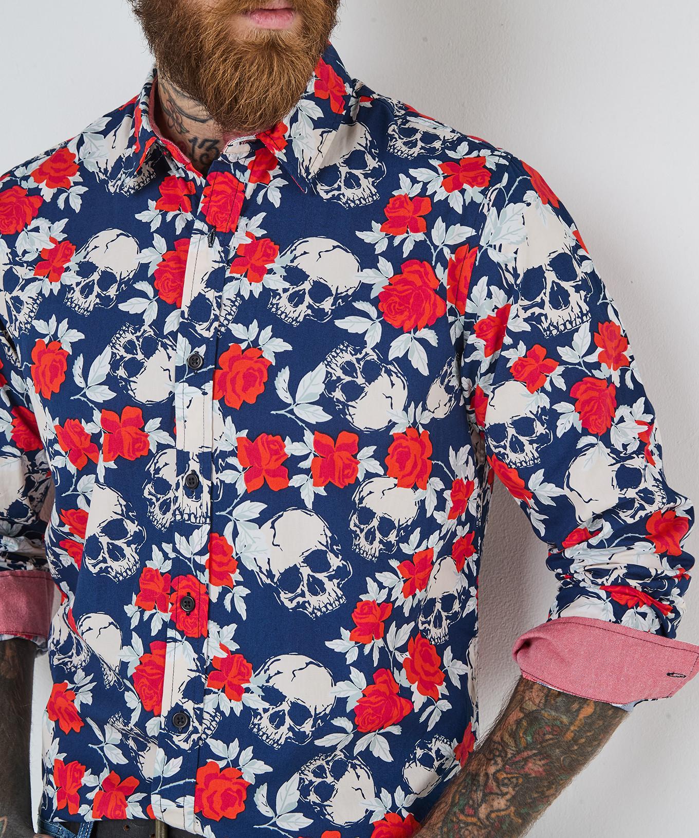 Joe Browns Camicia Maniche Lunghe Stampa Teschio Rosa  