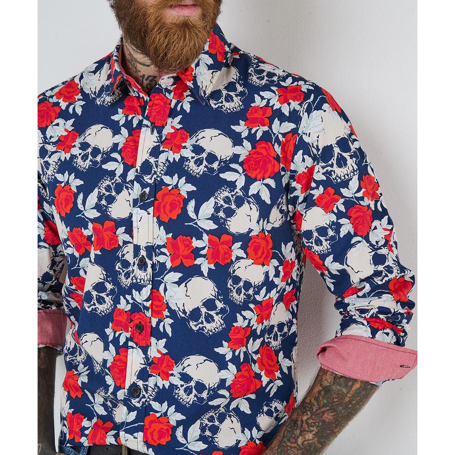 Joe Browns Chemise Manches Longues Imprimé Crâne Rose  