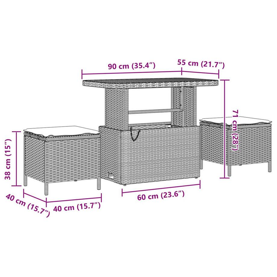 VidaXL Set di Mobili da Giardino Polyrattan  