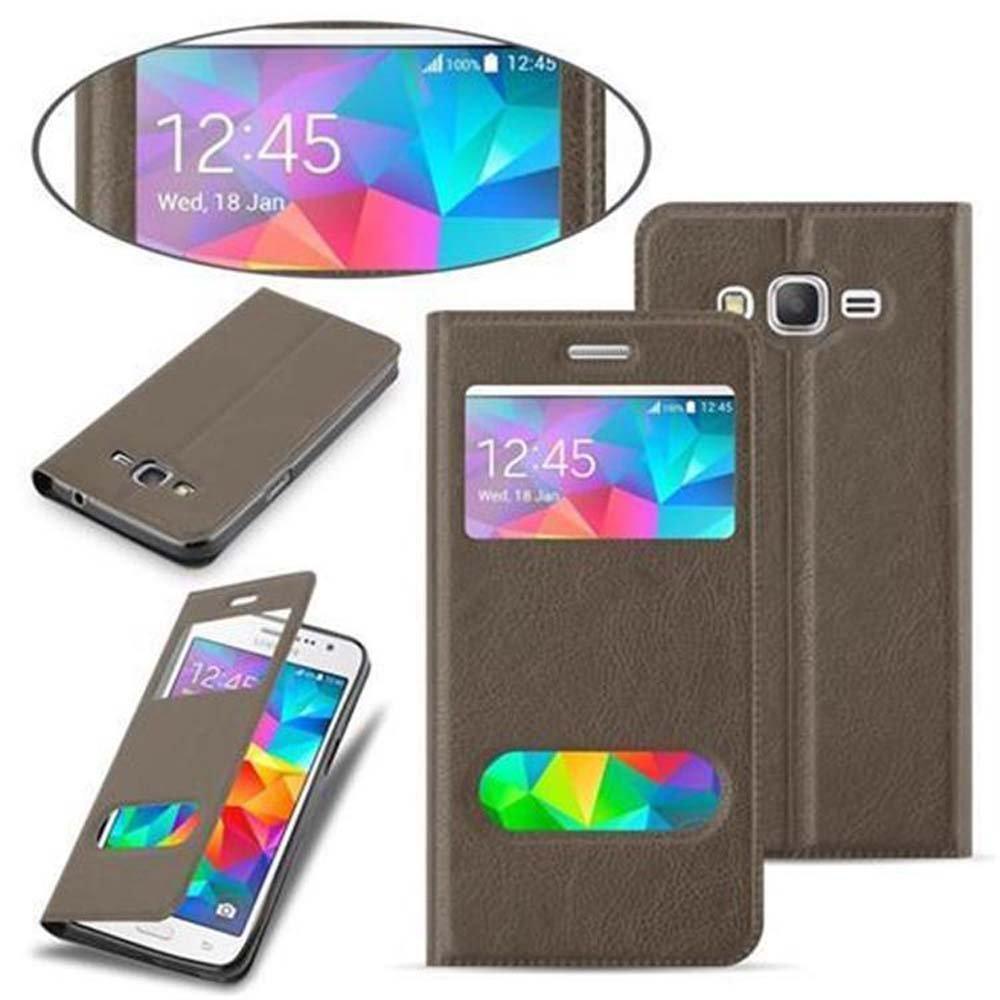 Cadorabo  Housse compatible avec Samsung Galaxy GRAND PRIME - Coque de protection avec fermeture magnétique, fonction de support et 2 fenêtres de visualisation 