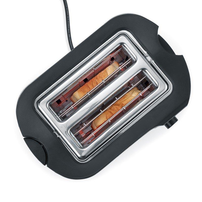 SEVERIN AT 2589 Toaster mit Brötchenaufsatz Edelstahl (gebürstet), Schwarz  